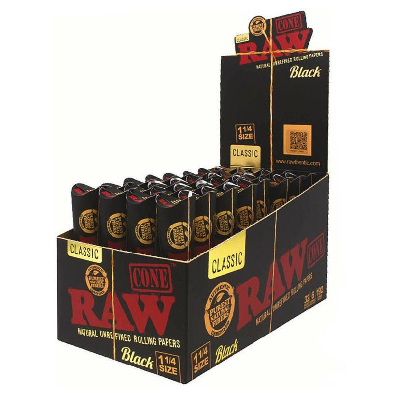 RAW BLACK 1.25 CONE 32PK DISPLAY